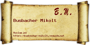 Busbacher Mikolt névjegykártya